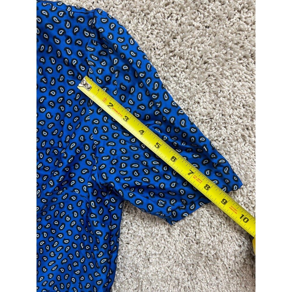 “Maje Blue Printed Romper Women Size 36 Short Sleeve V-Neck Casual Jumpsuit” - Picture 4 of 10